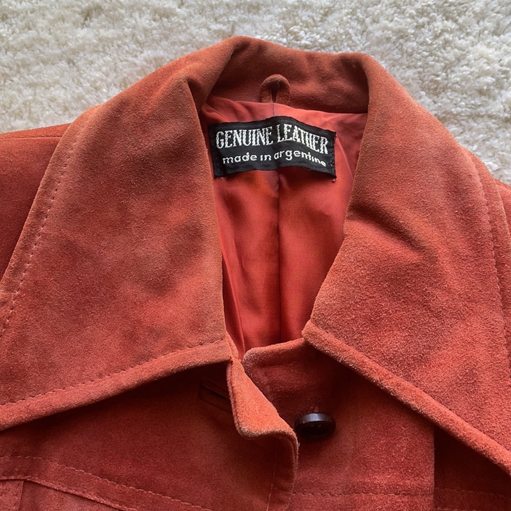 Vintage Orange Leather Coat - Picture 4 of 16